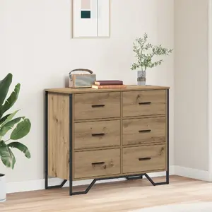 Комод VidaXL модель 3365604, инженерная древесина, дубовый оттенок, 91×35,5×74,5 см