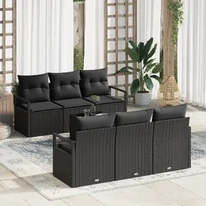 Outdoor sofa set VidaXL with cushions, black polyrattan