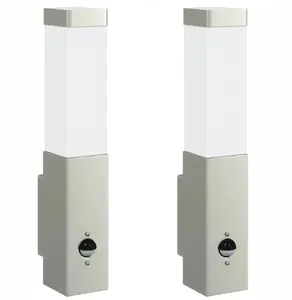 Outdoor Wall Lights with Motion Sensor 2 pcs, VidaXL — Stainless Steel, IP44