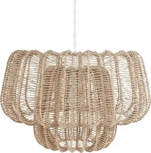 Pakaramā lampa Beliani SAISI — austa papīra abažūra, bēša