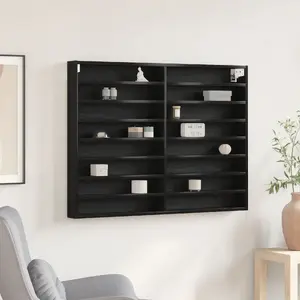 Витрина VidaXL модель 869188, древесина с отделкой «черный дуб», 100 x 8,5 x 75 см