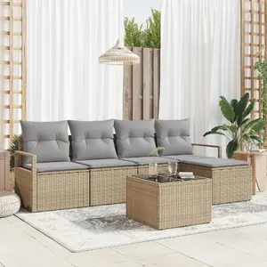 Outdoor sofa set VidaXL 6-piece with cushions, black rattan-effect