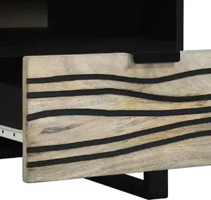 Kafijas galdiņš VidaXL 80×50×40 cm no masīvkoka mango, balti‑melna apdare