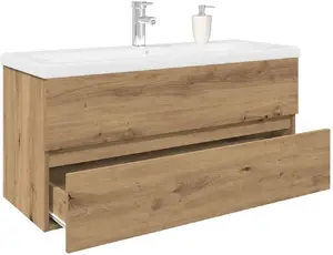 Izlietnes skapītis ar iebūvētu izlietni un jaucēju VidaXL, modelis 3328938, ozola artisan apdare
