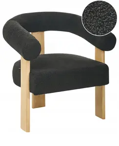 Krēsls Beliani ILBRO Bouclé melns / gaiši brūns, atpūtas krēsls, kompaktā sēdvieta