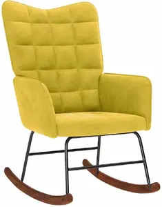 Šūpojošais atpūtas krēsls VidaXL modelis 4016839, dzeltena samta apdare