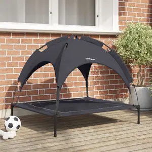 Raised Dog Bed with Removable Roof VidaXL Black Large Steel