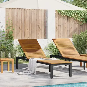 Saules atpūtas krēsls VidaXL modelis 4010620, cieta akācijas koksne, melns, 200 x 55 x 35 cm