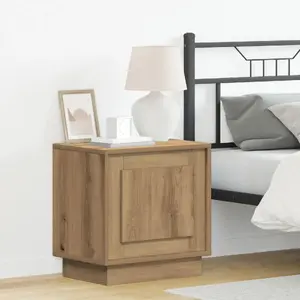 Nightstand set with LED lighting VidaXL model 869577, artistic oak finish, 44 x 34.5 x 45 cm (2 pcs)