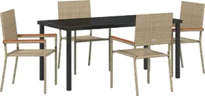 Āra ēdamistabas komplekts VidaXL modelis 3379719 — 5 daļu, bēša poliratana