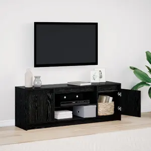 ТВ-тумба VidaXL 139,5x34x50 см чёрный дуб, из инжиниринговой древесины с LED-подсветкой