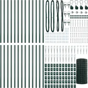 Ограждение VidaXL Euro с 13 стойками, оцинкованная сталь, 0,4 x 50 м, зелёное