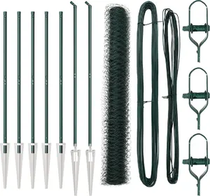 Žogs VidaXL sešstūra dārza žogs 1 x 10 m tērauds ar 7 cinkotiem stabiņiem 32 mm x 120 cm