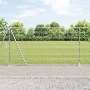 Сварная проволочная ограда VidaXL 1,2 x 10 м с 7 фланцевыми столбами, оцинкованная сталь