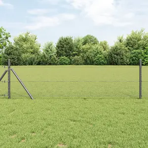 Fence panels hexagonal gray 0.8x10 m steel with 7 gray fence posts 32 mm 120 cm galvanized VidaXL