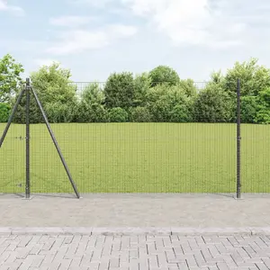 Сварная сетчатая ограда VidaXL с 13 столбами и краем, серая, 1.2 x 25 м, сталь
