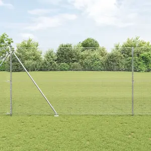 VidaXL metināta stiepļu žoga ar 13 iestrādājamiem enkuriem 1,6 x 25 m, cinkots tērauds