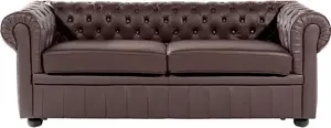 Диван Beliani CHESTERFIELD кожаный трехместный коричневый