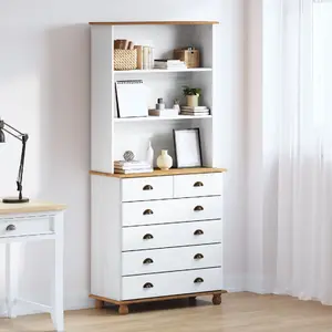 Гардероб и комод VidaXL ASKIM — массив сосны, белый — размеры 91×40×199.5 см; 91×30×104 см; 91×40×95.5 см
