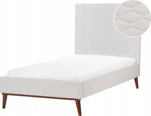 Кровать Beliani BAYONNE 90 x 200 см велюр слоновая кость