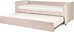 Gulta Beliani LIBOURNE — izvelkama samta gulta 90 x 200 cm, rozā
