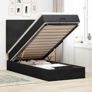 Каркас кровати с оттоманкой VidaXL 90x190 см черный бархат с матрасами