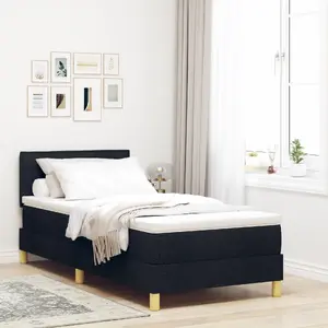 Кровать с пружинным матрасом VidaXL 100x200 см Черная ткань