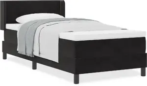 Bed with spring mattress VidaXL 90x200 cm black velvet