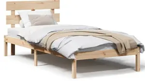 Каркас кровати с изголовьем VidaXL 90x190 см цельная сосна