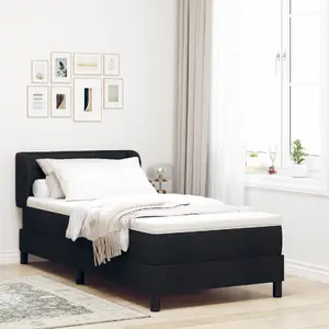 Bed with Mattress VidaXL with Base, black 90x200 cm, fabric