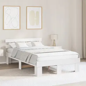 Каркас кровати с изголовьем VidaXL 140x190 см массив сосны белый