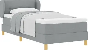 Bed with Mattress VidaXL 90x200 cm Light Grey Fabric
