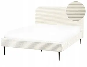 Кровать Beliani FLAYAT 140 x 200 см, шторный велюр, слоновая кость