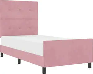 Gultas rāmis VidaXL 90x190 cm rozā samts
