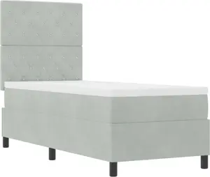 Кровать Box Spring с матрасом VidaXL 80x200 см светло-серый вельвет