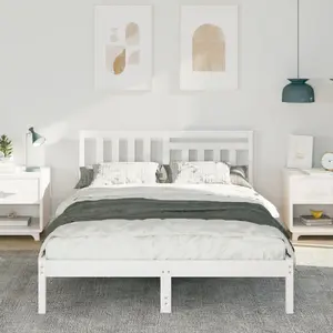 Каркас кровати с изголовьем VidaXL 120 x 200 см Массив сосны Белый