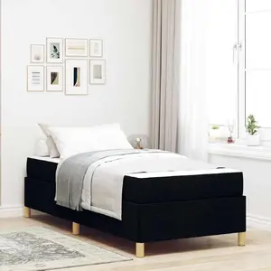 Кровать с пружинным блоком VidaXL 80 x 200 см, ткань чёрная, коричневая и белая