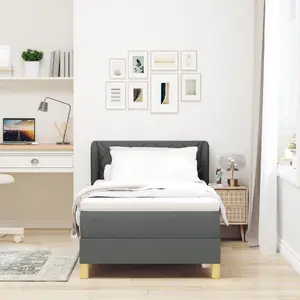 Кровать Box Spring с матрасом VidaXL 90x190 см тёмно‑серый тканевый