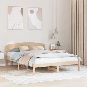 Gulta ar galvgali VidaXL 140x200 cm ciets priedes koksnes