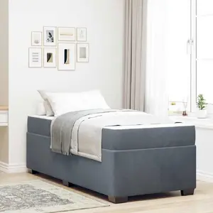 Кровать с матрасом VidaXL 90 x 190 см, темно-серый бархат
