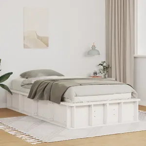 Каркас кровати с местом для хранения VidaXL 100 x 200 см Белое массивное дерево