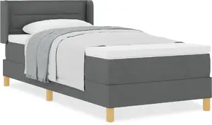 Кровать-капитоне (box spring) VidaXL с матрасом, ткань тёмно-серого цвета, 90 x 200 см