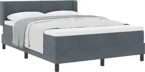 Кровать VidaXL Box Spring с матрасом 140x190 см бархат серая