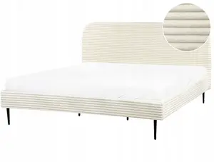 Gulta Beliani FLAYAT 180 x 200 cm, korduroks apdare, blāvā balta