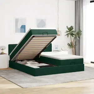 Каркас кровати с оттоманкой и матрасами VidaXL 180x200 см зеленый бархат