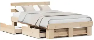 Каркас кровати с ящиками VidaXL 135x190 см, массив сосны