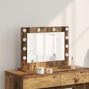 Kosmētikas spogulis VidaXL, modelis 868315, rāmis no veca koka, izmēri 60×45×18 cm