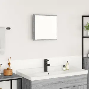 Bathroom LED Mirror VidaXL model 822926, grey Sonoma finish, MDF frame, 40 x 8.5 x 37 cm
