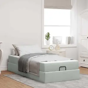 Каркас кровати с местом для хранения VidaXL 100 x 200 см, светло-серый велюр
