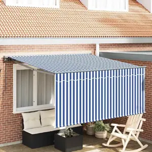 Выдвижная маркиза VidaXL 350 x 250 см, синий и белый